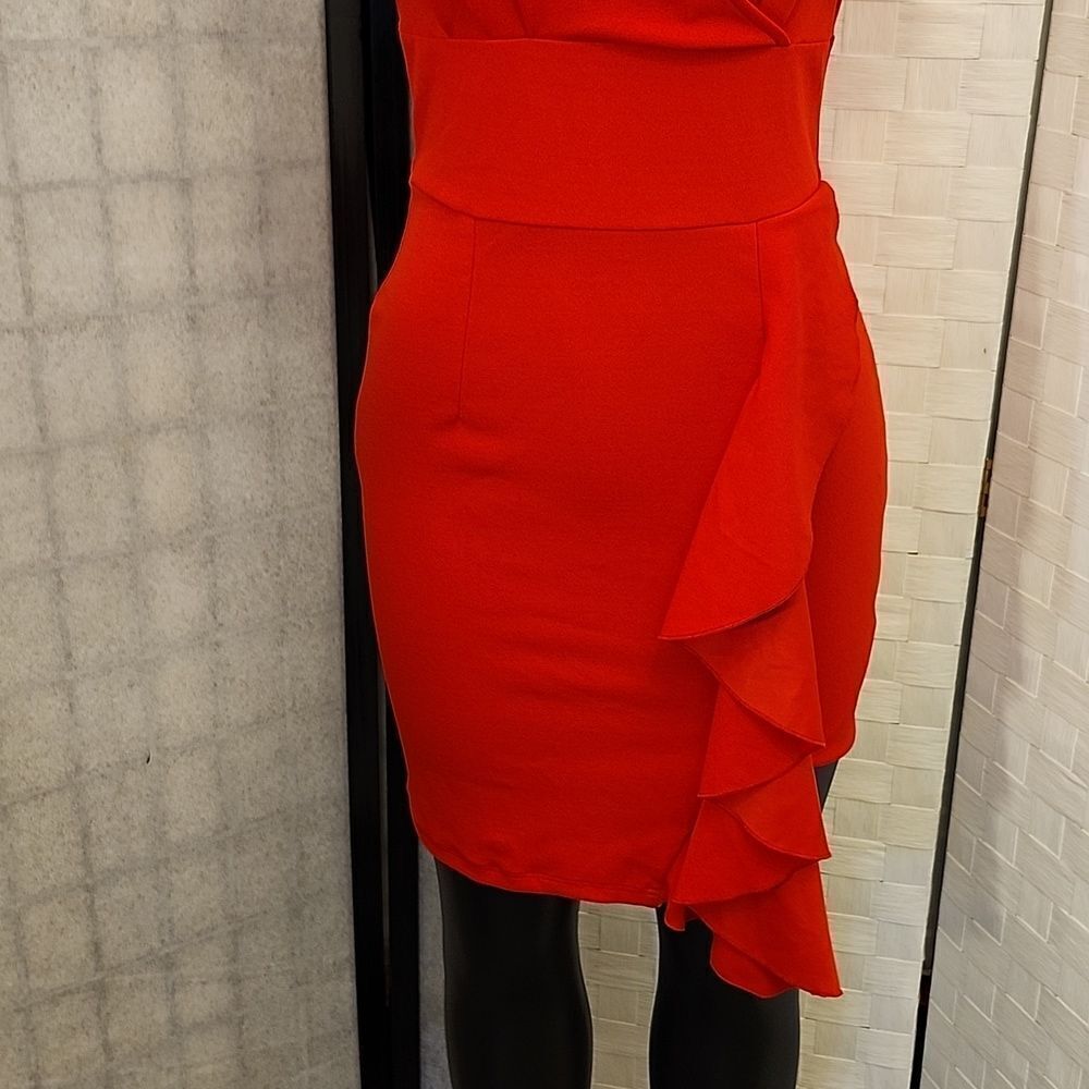 BRAND NEW KNITEE RUFFLE RUCHED SIDE MINI BODYCON DRESS - Picture 6 of 13